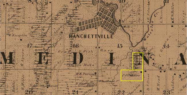 portion of 1861 plat map of Medina Township, Dane County WI